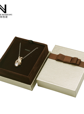 金色拉丝天地盖蝴蝶结盒首饰盒子