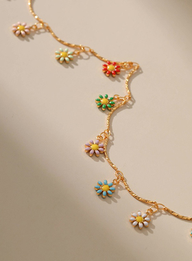 有你的时光里王灵均周依然同款彩色花朵项链小众2025新款锁骨链女