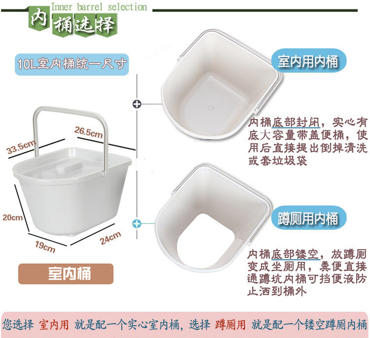 顺嘉利移动坐便器配件 灰白色大内桶 蹲厕用卧室用 - 图0