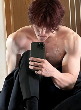 流量密码男生胸链项链