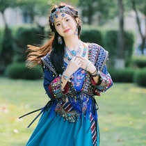 Tibetan headwear ethnic style earrings Yang Chaoyues same hair accessories Miao clothing Han clothing fringed forehead photo travel