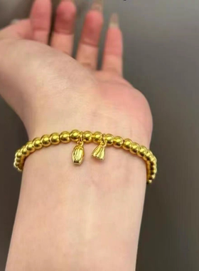 金包银手镯两世欢荷花莲蓬手链女