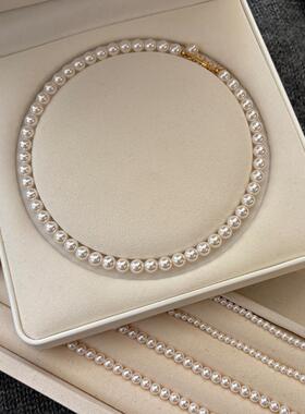 玻璃澳白珍珠项链女轻奢小众简约高级感小米珠锁骨链卫衣毛衣链