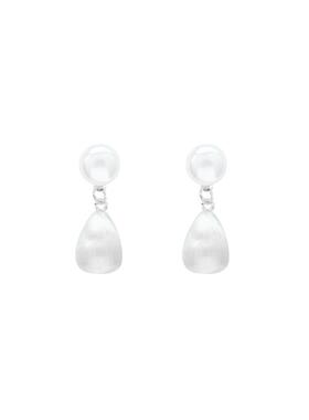 轻奢小众金属感哑光磨砂拉丝水滴形耳环时尚百搭气质珍珠耳钉耳饰