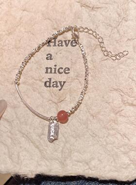 轻奢小众超闪碎银几两手链女ins潮百搭气质高级感字母方牌手饰品