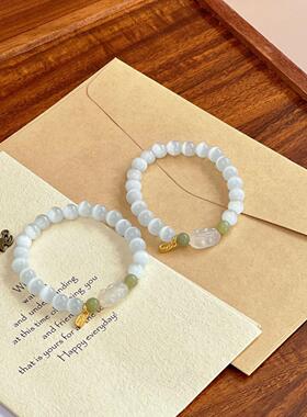 厂家猫眼石手串金枝玉叶女仙气精致小礼物饰品首饰直播现货