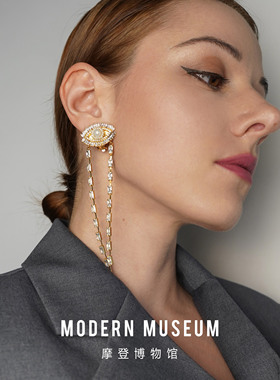 摩登博物馆原创设计耳环女镀金