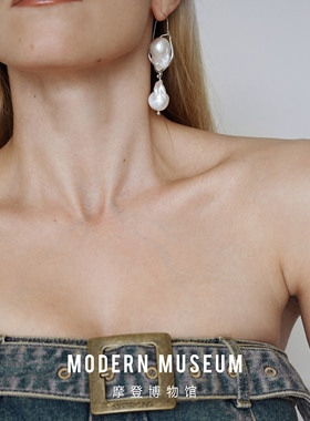 MODERN MUSEUM摩登博物馆原创设计不规则巴洛克珍珠吊坠耳环