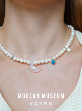 MODERN MUSEUM摩登博物馆原创设计珍珠系列月亮珍珠欧泊石项链