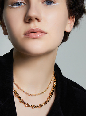 立体几何设计系列双层水钻异性钻项链