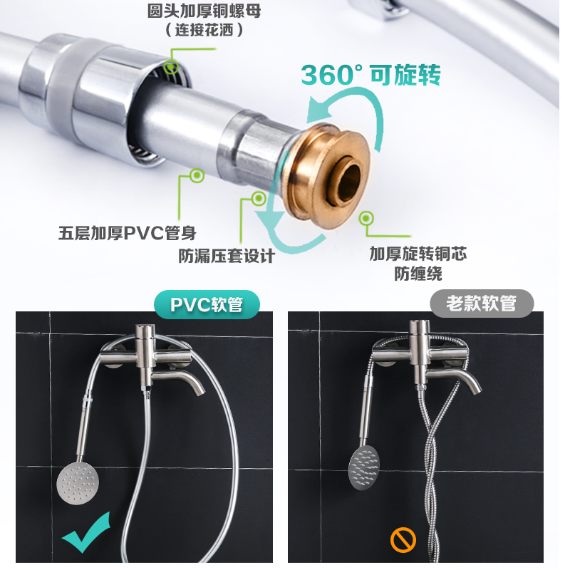 花洒管浴室淋浴热水器出水防爆PVC软管淋雨花洒喷头连接通用水管