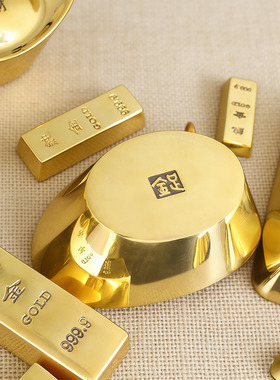 纯铜实心金条摆件仿真大假金砖银行金元宝金块模型道具橱窗装饰品