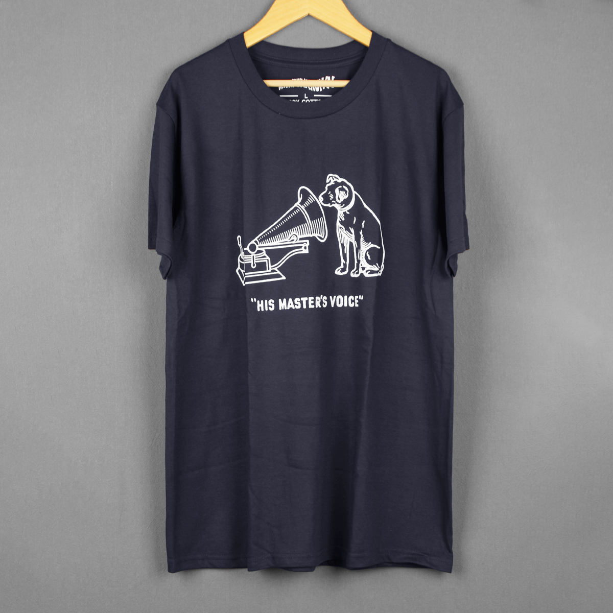 His Master's Voice T恤 主人的声音印花纯棉水洗长袖短袖T-Shirt - 图0