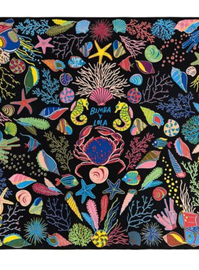 BIMBA Y LOLA西班牙女式天鹅海洋动物印花正方形围巾丝巾装饰画
