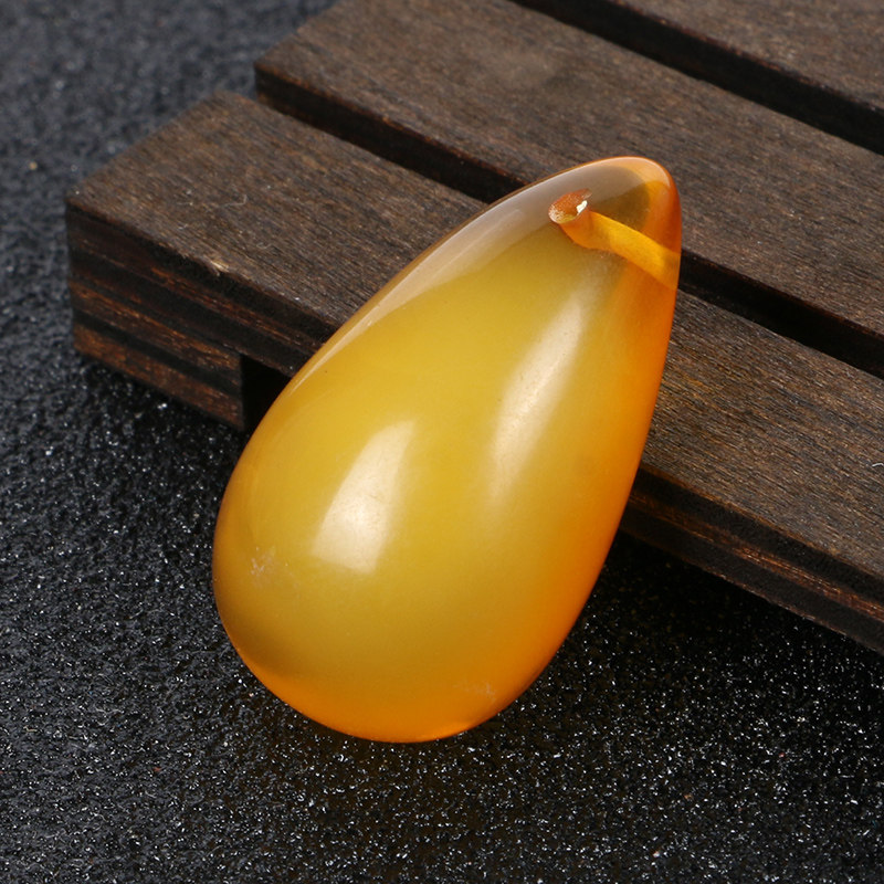 一物一图自然原石水滴蜜蜡毛衣链 YouShanGe项坠/吊坠