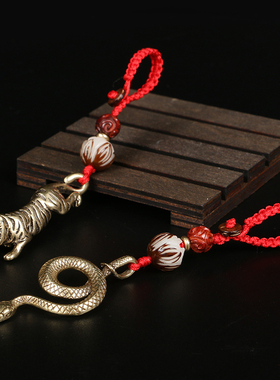 黄铜实心汽车钥匙扣手工编织吊坠