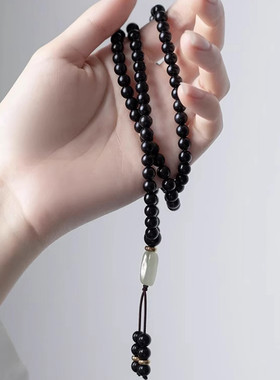 黑檀木质手串紫光檀108颗佛珠