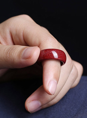 情侣款戒指本命年紫金红色朱砂