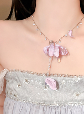 未闻花名~超仙花朵锆石流苏项链女2026新款氛围感锁骨链度假配饰