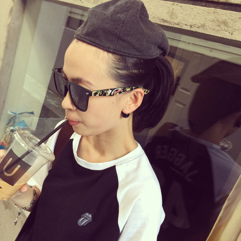 2018日本香港潮牌李晨同款鲨鱼立体迷彩镜腿