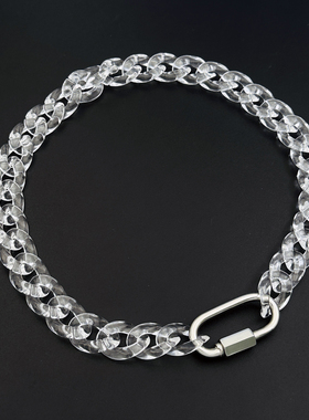 欧美风透明亚克力粗链拼接项链