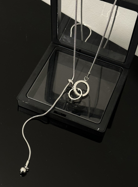 抽拉式双环项链女小众设计锁骨链