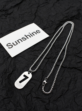 钛钢幸运数字7号项链ins方牌情侣