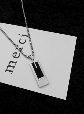 新款方形长条项链小众钛钢毛衣链