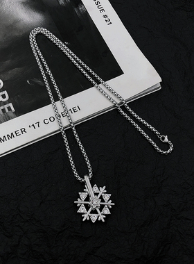 嘻哈卫衣链可转动雪花项链男女