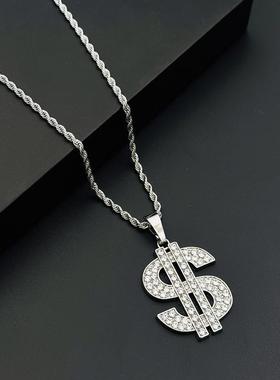 欧美镶钻美元项链男女嘻哈hiphop