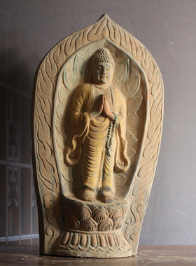 仿古陶器佛龛佛像菩萨造像古建筑寺院装饰品佛像摆件家居供奉收藏
