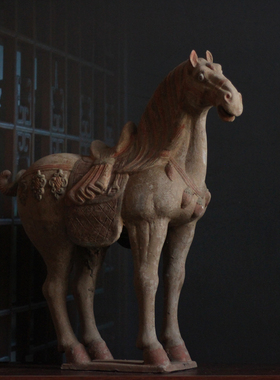 唐代仿古做旧陶马摆件中式家居
