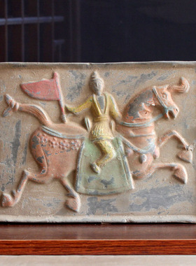 彩绘仿古战马图画像砖古建筑装饰