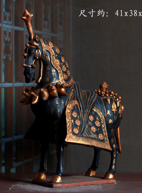 马年北魏风描金陶马到成功摆件