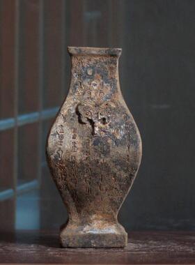 仿古陶器富贵吉祥狮子头双耳宝瓶