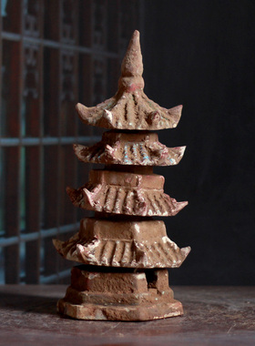 仿古陶器宝塔摆件古玩古董