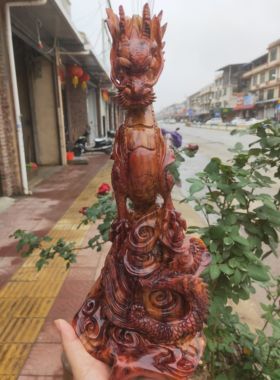 海南黄花梨纯手工雕刻精工细作龙家居摆件