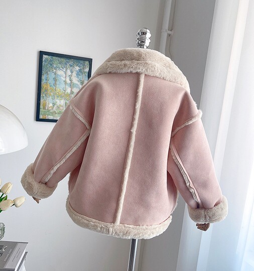 Girls' fur one-piece winter new style Korean fashionable deerskin velvet thickened children's winter top