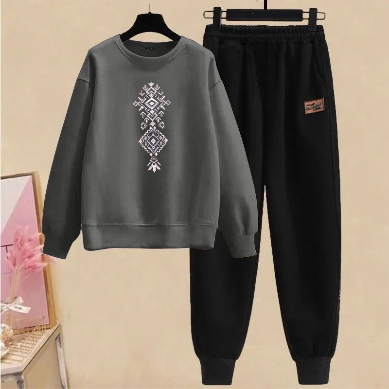 外贸出口清仓纯棉时尚休闲套装女秋冬宽松圆领卫衣阔运动两件套潮,淘宝优惠券,粉丝福利购,淘宝优惠卷