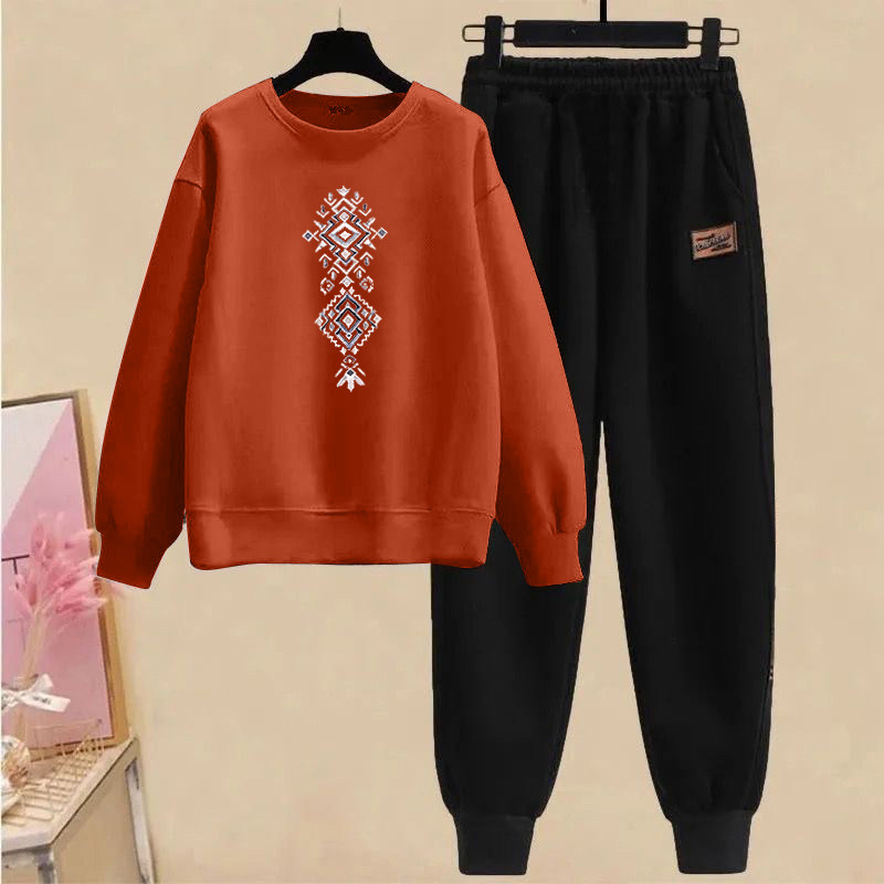 外贸出口清仓纯棉时尚休闲套装女秋冬宽松圆领卫衣阔运动两件套潮,淘宝优惠券,粉丝福利购,淘宝优惠卷