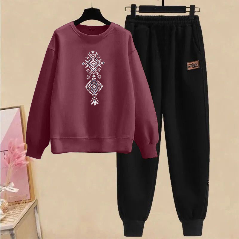 外贸出口清仓纯棉时尚休闲套装女秋冬宽松圆领卫衣阔运动两件套潮,淘宝优惠券,粉丝福利购,淘宝优惠卷