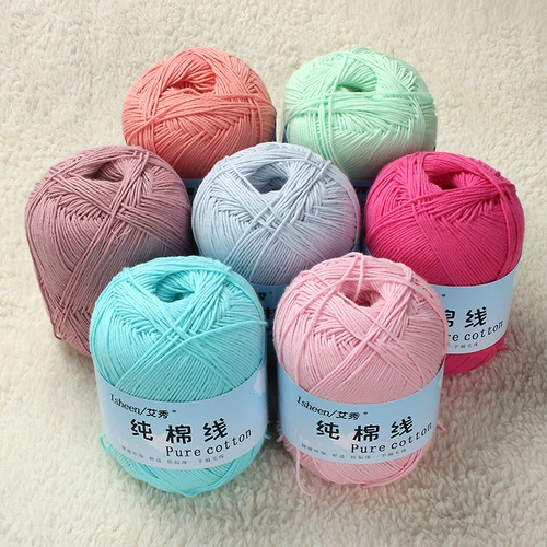 艾秀 Хлопковые детские шелковые нитки ручной работы, плетеный хлопковый крючок для вязания, клубок пряжи, 3 размер, «сделай сам»