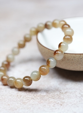 幸有我来山未孤。新疆且末和田玉糖青白玉8毫米手链串女