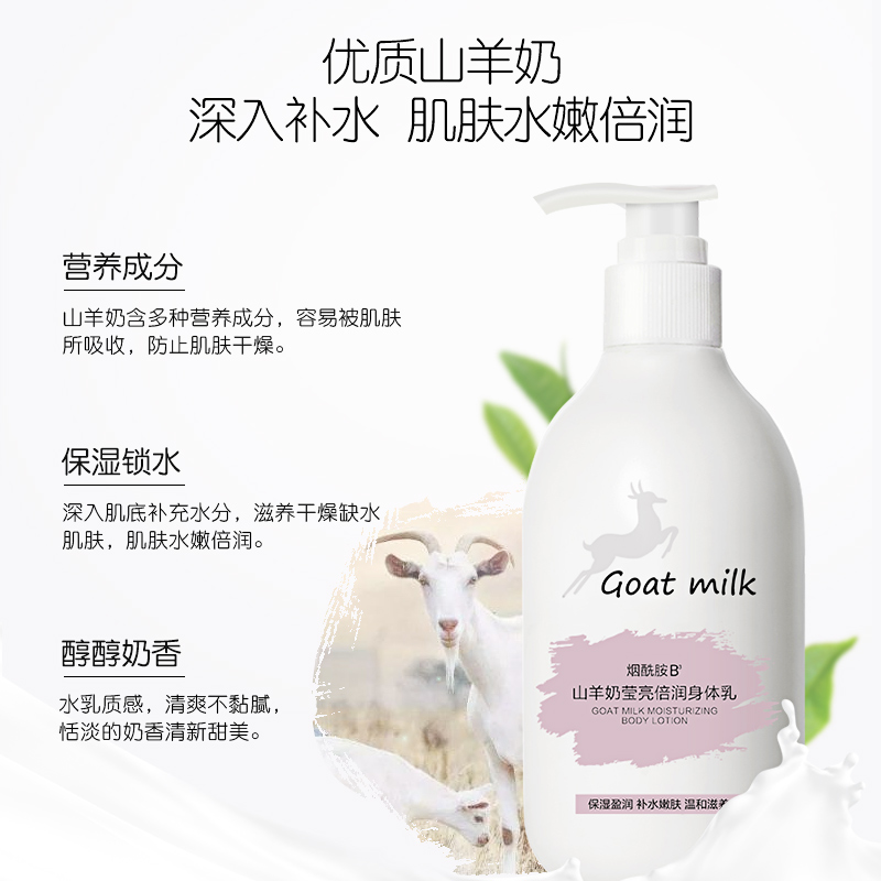山羊奶烟酰胺身体乳保湿滋润香体女士补水全身持久留香清爽去鸡皮 - 图1