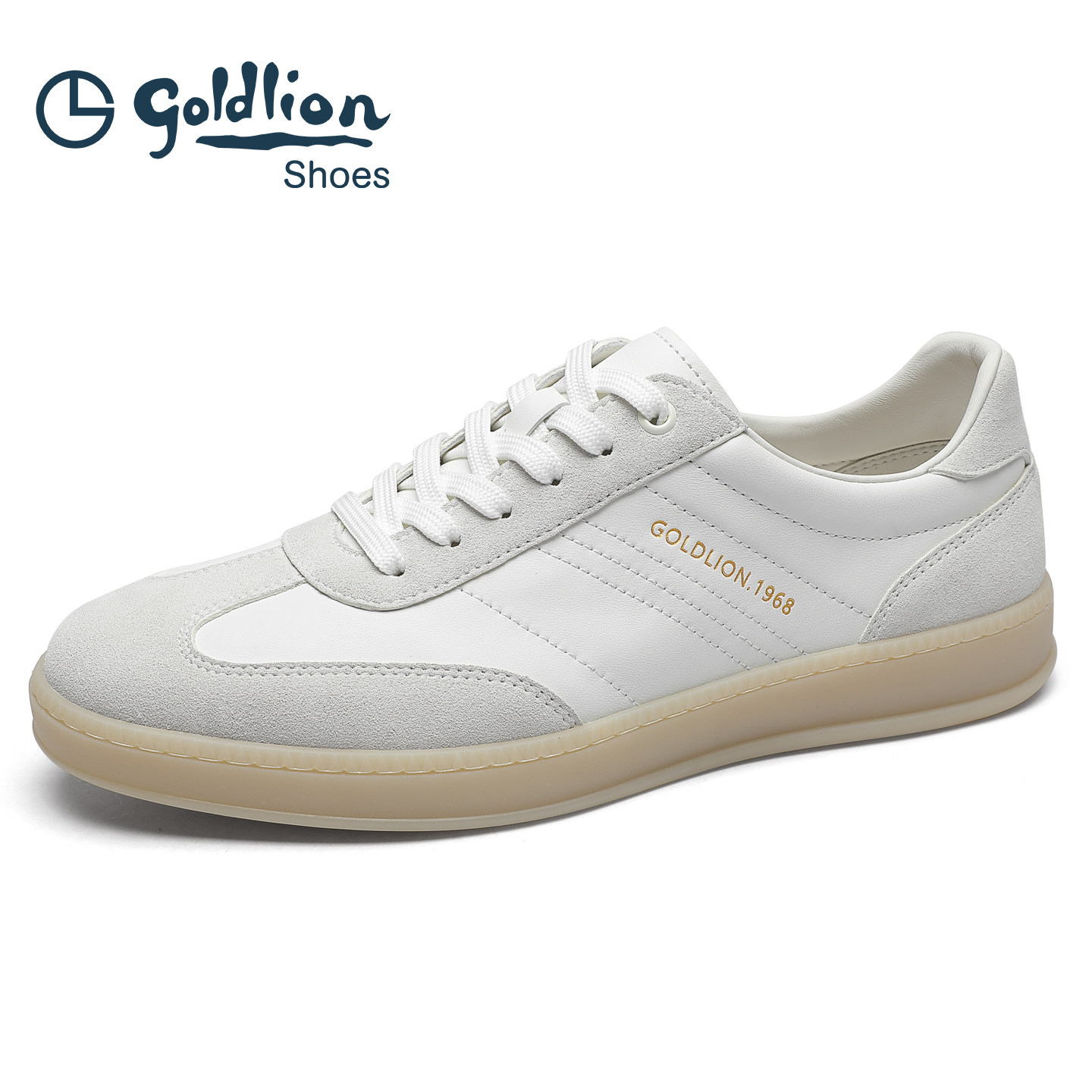 金利来男鞋2026春季新款白色德训鞋真皮百搭系带运动休闲板鞋男士,淘宝优惠券,粉丝福利购,淘宝优惠卷