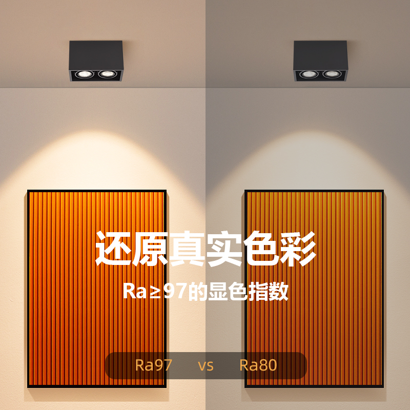 极简方形斗胆明装客厅无主灯照明射灯全光谱智能天花板过道格栅灯-图2