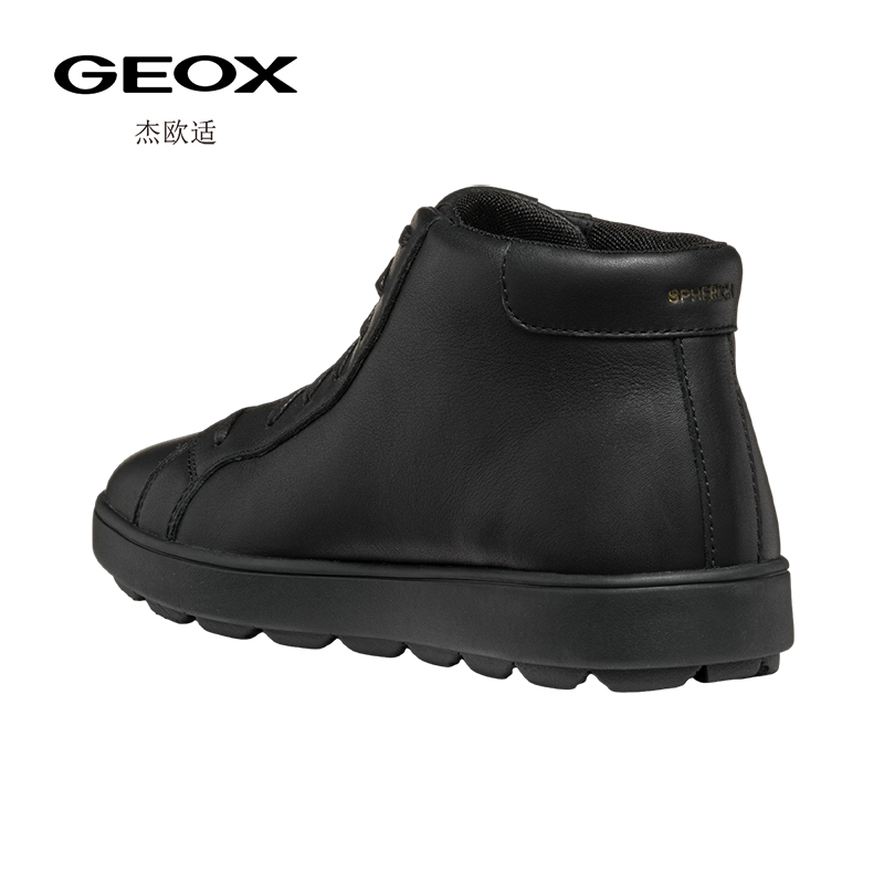 GEOX杰欧适2025年秋冬新款男鞋百搭系带圆头真皮高帮黑色休闲鞋 - 图2