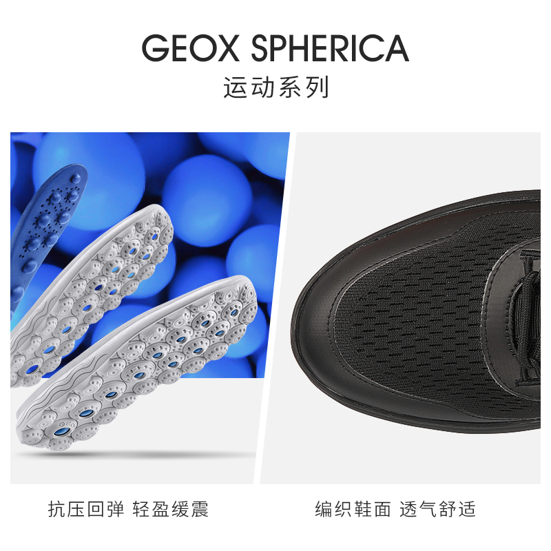 GEOX杰欧适男鞋2024春季新款纯色圆头系带休闲鞋SPHERICA U35BYA - 图3