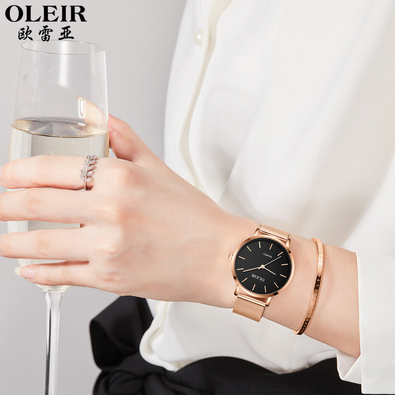 手表女新款正品ins风简约石英表 欧雷亚国产腕表