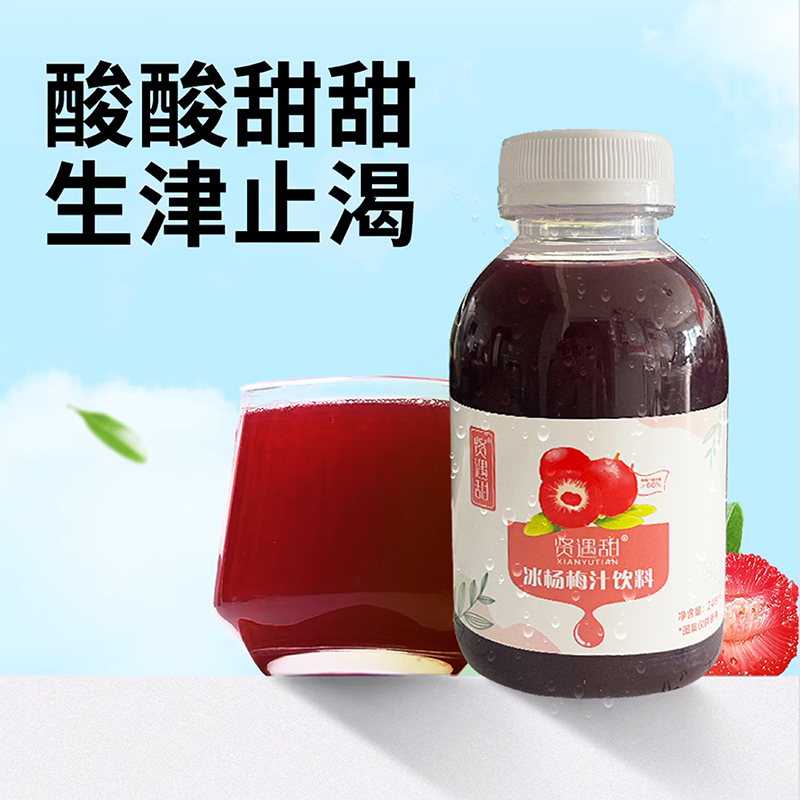 贤遇甜冰杨梅汁248ml*8瓶夏日解暑解腻果蔬汁饮料NFC工艺0脂肪 - 图2